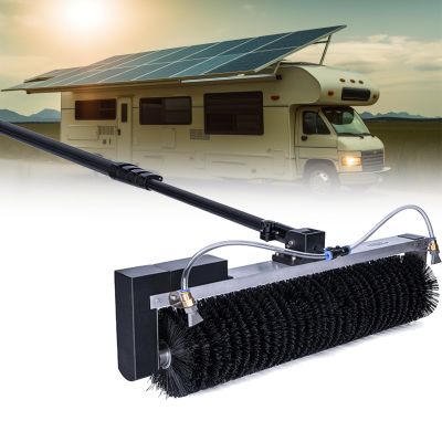 DUXMM Solar Panel Cleaning Brush,Single Head Solar Panel Cleaning Equipment,60cm Roller Brush Head,Electric Water Fed Pole Kit,for Office Building/Garden, With Telescopic Pole 3.5m/11.4ft