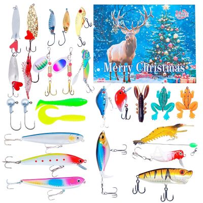 Fishing Countdown 2025, 24 Days Countdown to Christmas with Fishing Lure Set, Gift Idea for Christmas for Men, Boys, Dads, Partner