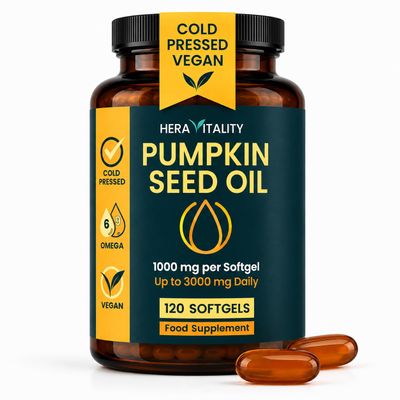 Pumpkin Seed Oil Capsules 3000mg Daily Cold Pressed Pumpkin Seeds Vegan Softgels for Prostate & Bladder Support Omega 6 & 9-120 Capsules