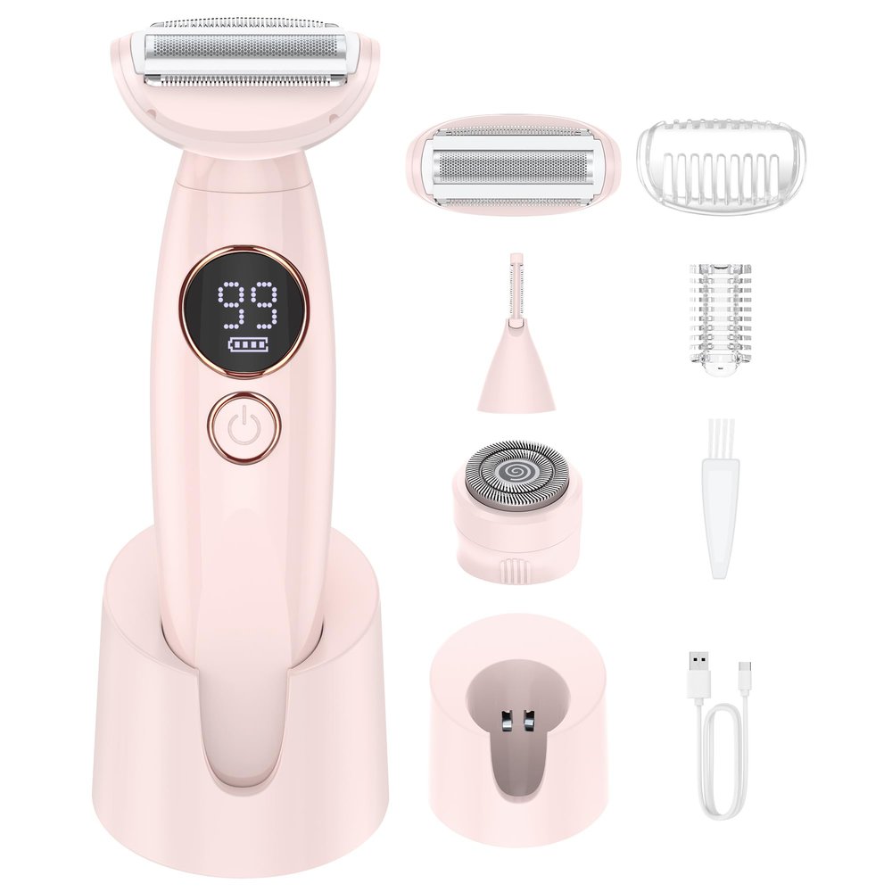 All-in-One Waterproof Trimmer for Smooth Skin on Face, Body Flawless & Painless, and Bikini Line, with Smart LED Display, Waterproof