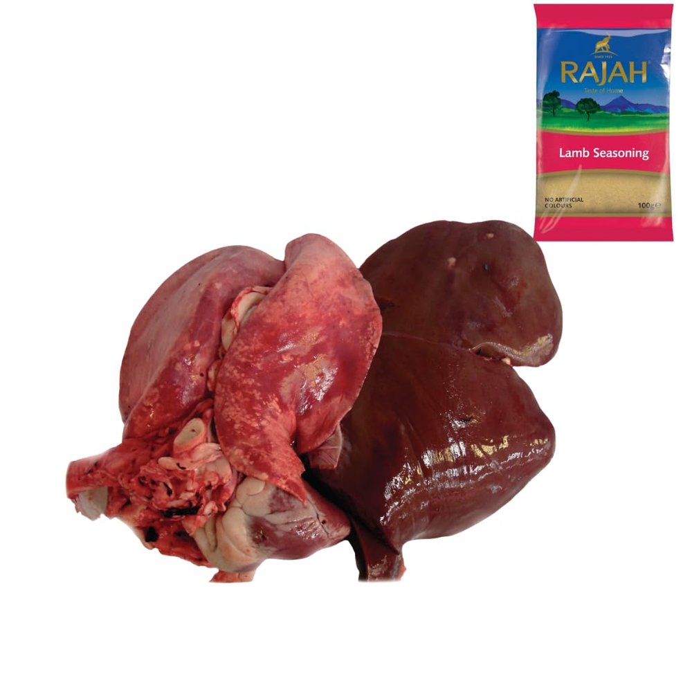 Lamb Pluck 1.5kg with Rajah Lamb Seasoning Heart, Liver & Lungs for Traditional Cooking Fresh Halal Meat Pack
