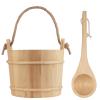 bayisam Wooden Sauna Bucket and Ladle Set, Natural Pine, Traditional Design (Sauna Bucket Pine 5L) view 1