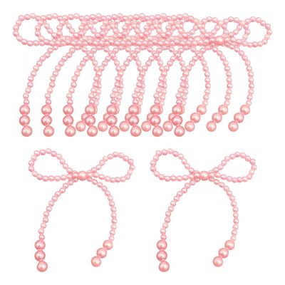 10 Pcs 11 x 10 cm Pearl Bow Cake Toppers Elegant Birthday Cupcake Toppers Wedding Bowknot Cup Cake Topper Bridal Shower Dessert Topper Pearl Bead Cake Decorations Pink
