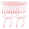 10 Pcs 11 x 10 cm Pearl Bow Cake Toppers Elegant Birthday Cupcake Toppers Wedding Bowknot Cup Cake Topper Bridal Shower Dessert Topper Pearl Bead Cake Decorations Pink view 1