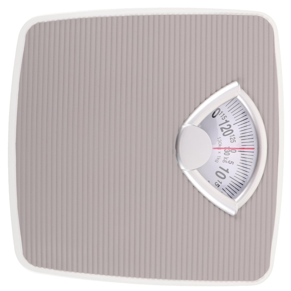 WRITWAA Mechanical Bathroom Weight Scale Dial Display, High Precision Body Weighing Scale for Home and Bathroom Use, Medium Size, Light Grey Metal Spring Design