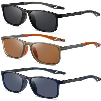 Hubeye TR90 Sports Reading Glasses for Men and Women Square Comfortable Flexible Blue Light Blocking Computer Reader (Black+Orange+Blue, 1.50)