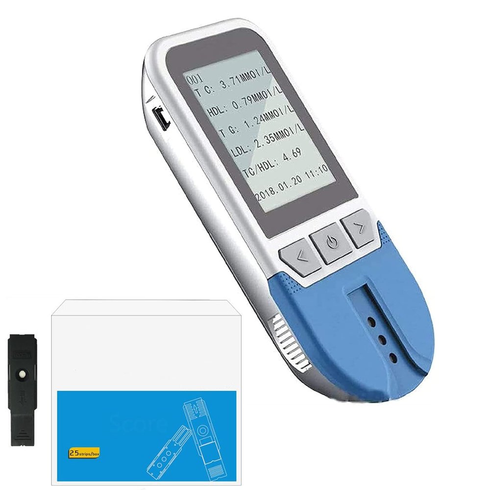 5 In 1 Multifunction Lipid Monitor Meter, Test HDL Triglycerides Cholesterol Test Meter, Lipid Test Meter Analyzer, with 25 Strips, Easy To Use, 500 Groups Data Storage, 2min Quick Results, for Home