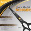 OCBA Beard Scissor Professional Moustache Scissors Ear and Nose Hair Trimming Scissors Stainless Steel, Safety Use for Eyebrows (Classic Black) view 3