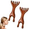 2 Pcs Wooden Scalp Massager Comb Acupressure Tool 5-Claw Meridian Therapy Manual Scalp Massager Natural Sandalwood Guas Sha Tools Ergonomic Handheld Massage Stick for Head Neck Face Nose Jaw view 1