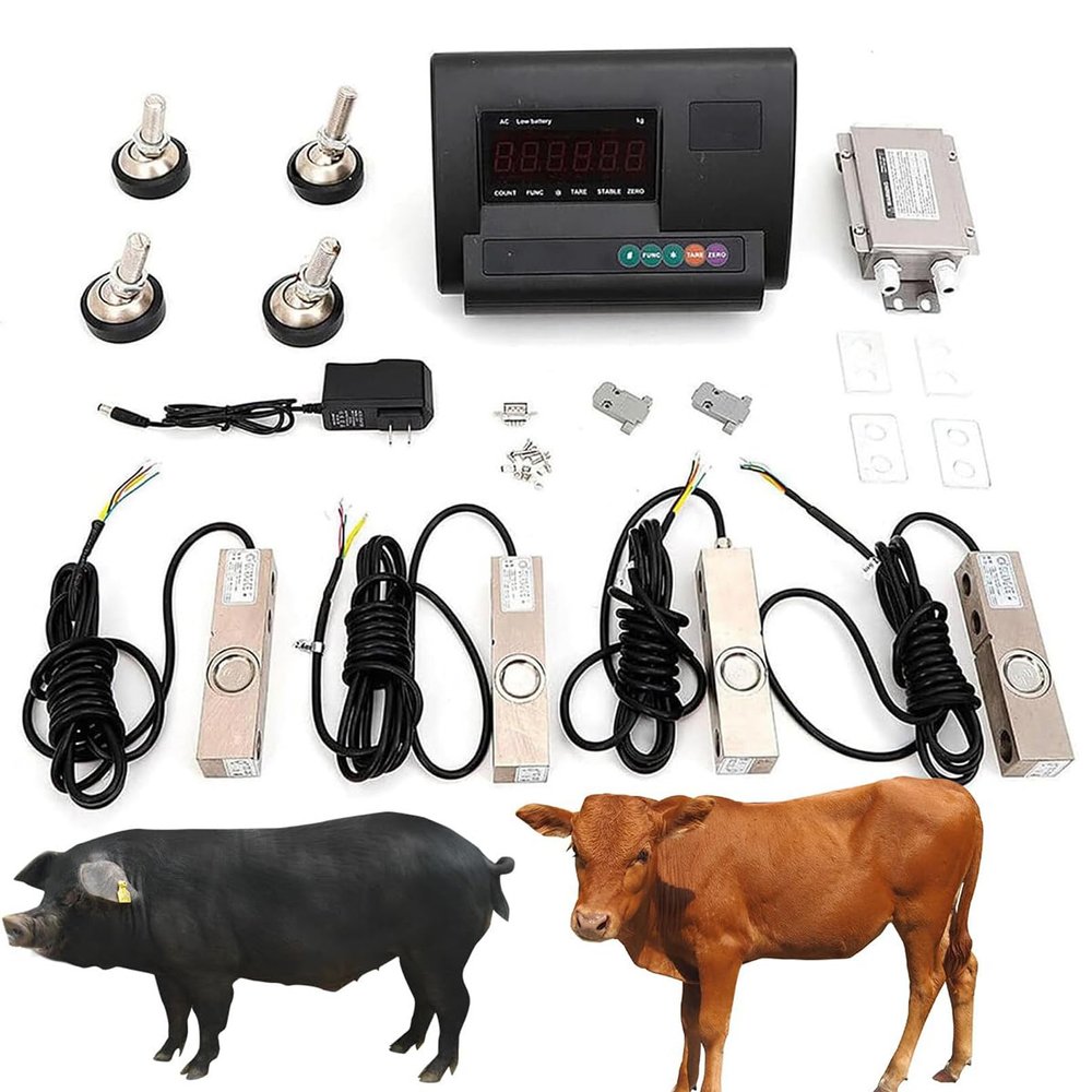 ZXINXIN High Precision Livestock Scale Kit, Scale Load Cell Scale Kit Platform, Load Weighing Indicator, Loadometer Floor Scales, Animal Weighing Scale Kit for Cattle Sheep Pig Goats 5000kg