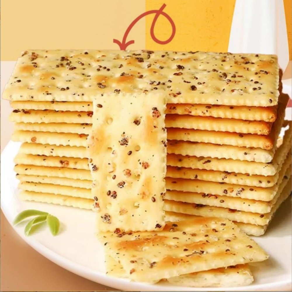 JGFWAT Soda Cracker, Dry Quinoa Chia Seed Snack Biscuits, Chinese Snacks, Delicious Snack Gifts, Suitable for Sharing with Family and Friends (160g, 10g per pack)