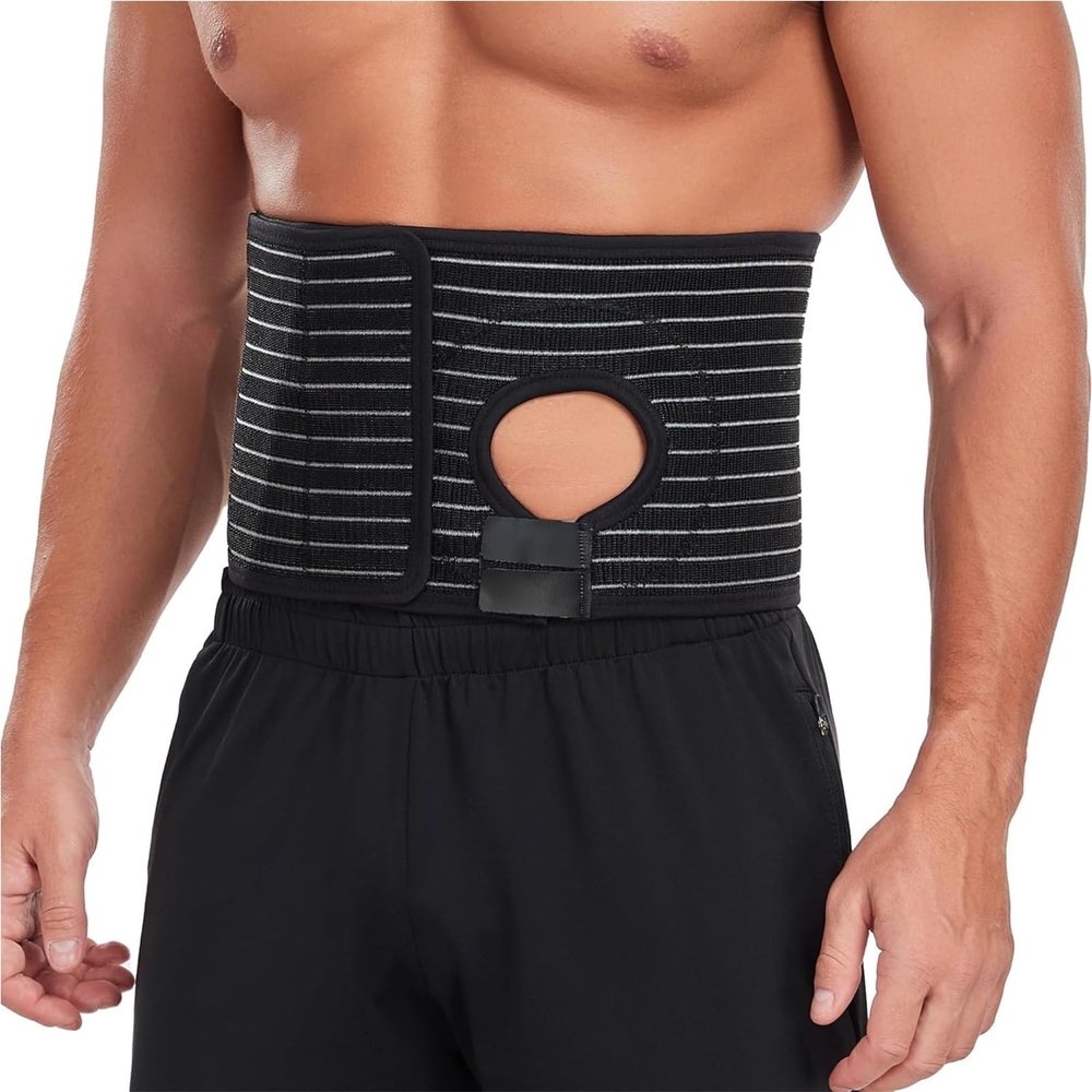 Adjustable Ostomy Support Belt, Ostomy bag for Men Women, Stoma Support Belt Covers with Hole for Colostomy Patients to Prevent Parastomal Hernia Stoma Opening(Medium)