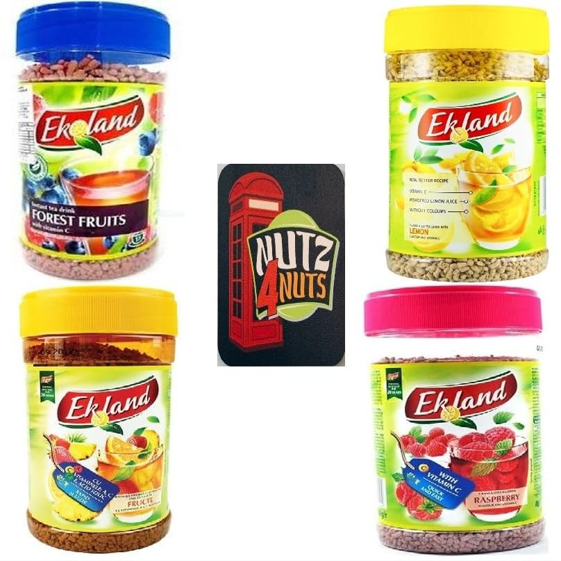 Nutz4nuts Coaster with 4 Diffrent Flavour Ekoland Instant Tea Drinks (350g each)