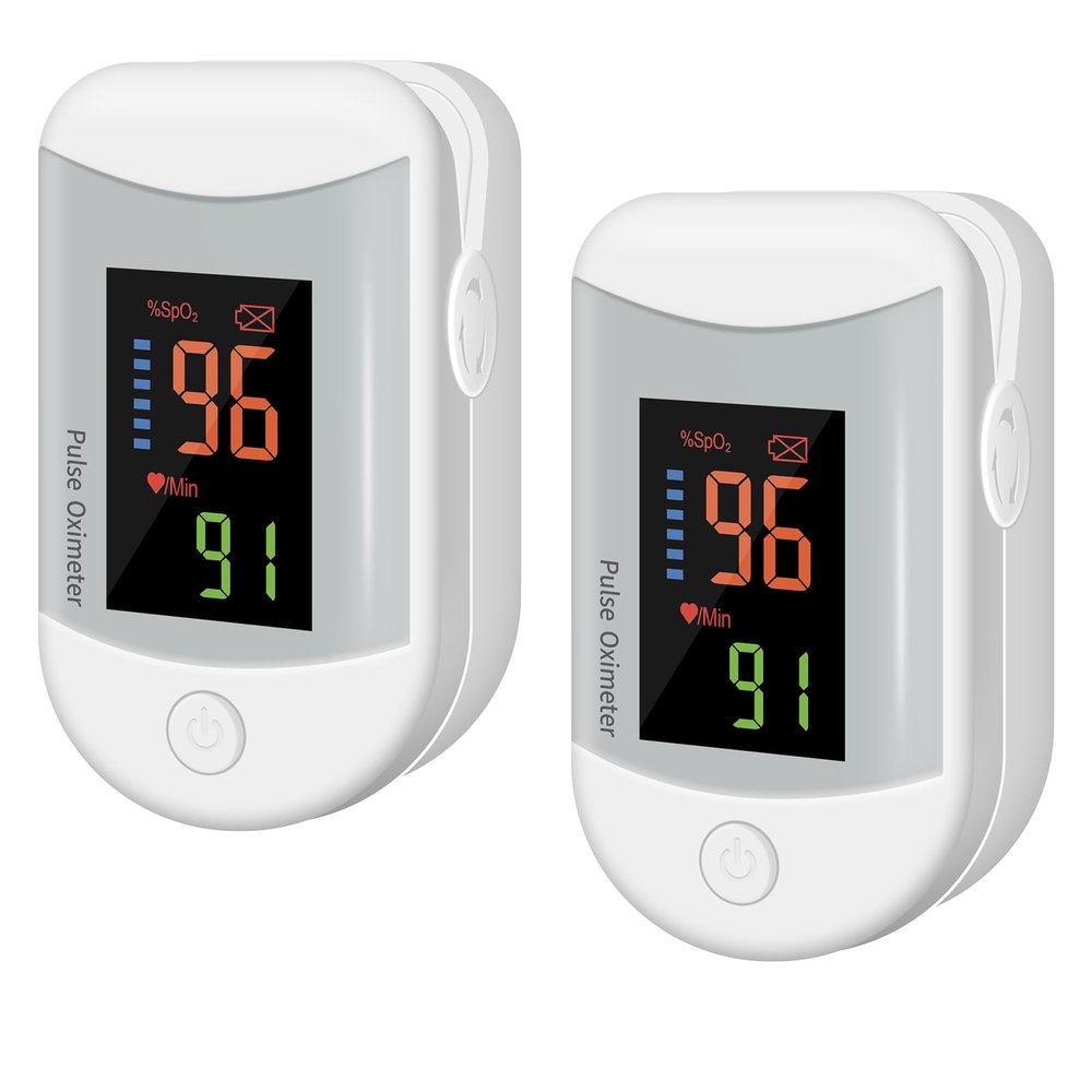 Compact Finger Oximeter, SpO and Pulse Rate Tracker for Athletes, Hiking and Fitness, OLED Display with Carry Strap (white, 2 PCS)