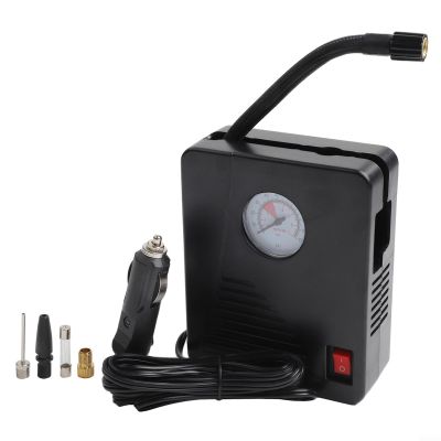 12V Portable Car Tire Inflator Pump with Fuse and LED Display, Equipped with 3 Nozzles for Inflation Needs, Compact and Lightweight Design
