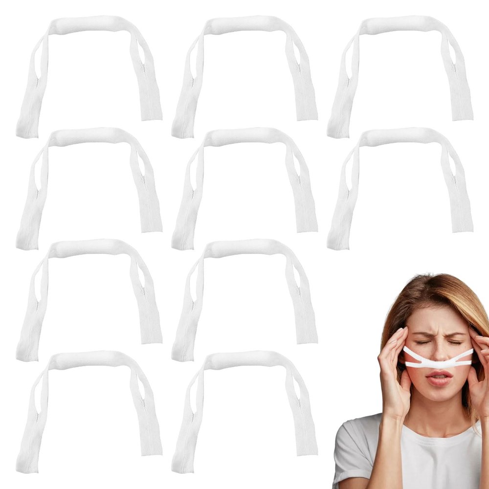 Elastic Nose Bandage Absorbent Gauze, 10pcs Nasal Dressing Holder, Nasal Bandage Mesh Bandages, Nose Bleed Stopper for Post-Surgery with Loops