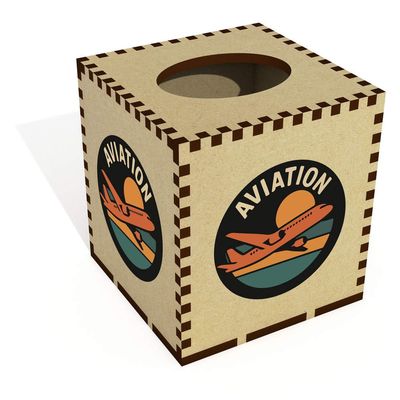 Azeeda Square 'Aviation Motif' Wooden Tissue Box Cover (TB00068919)