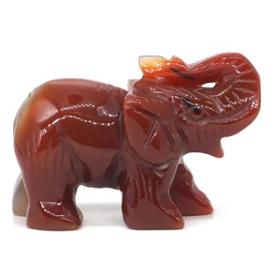 2.5" Carnelian Elephant Statue - Hand-Carved Red Agate Figurine | Natural Gemstone Decor | Home & Office Display Piece