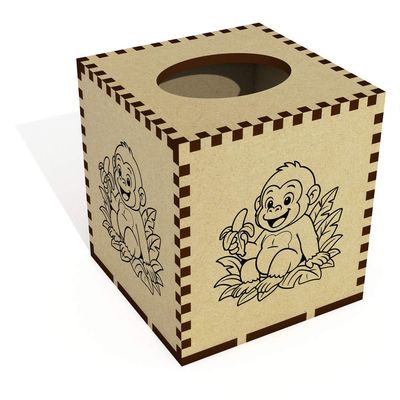 Azeeda Square 'Gorilla Eating a Banana' Wooden Tissue Box Cover (TB00069636)
