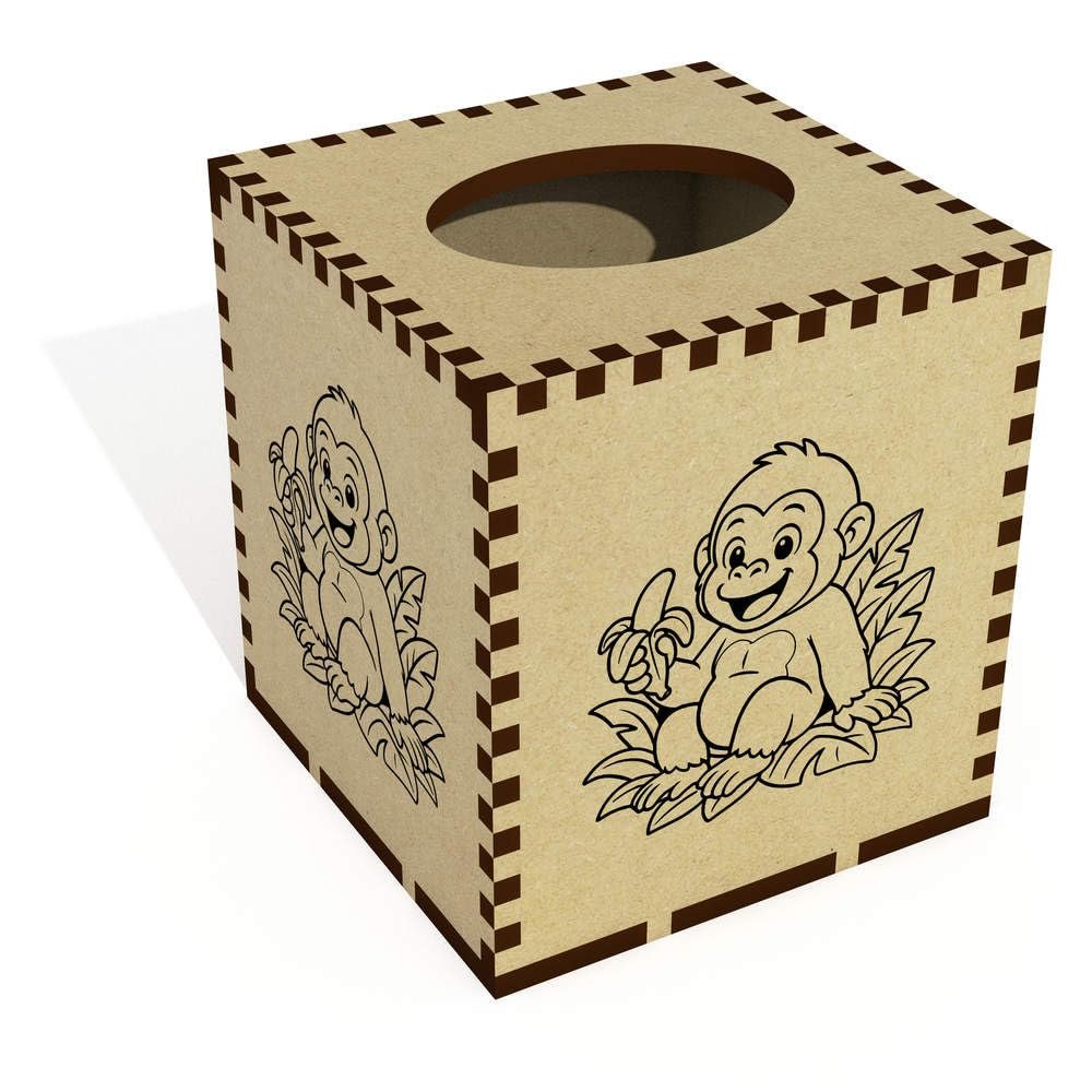 Azeeda Square 'Gorilla Eating a Banana' Wooden Tissue Box Cover (TB00069636)
