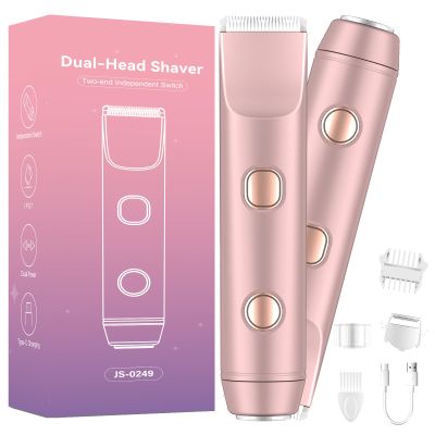 3-in-1 Lady Shaver & Bikini Trimmer for Women | Dual Head Electric Razor | USB-C Rechargeable Facial & Body Hair Remover for Lips, Underarms, Intimate Areas | IPX7 Waterproof Women's Shaver