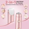 3-in-1 Lady Shaver & Bikini Trimmer for Women | Dual Head Electric Razor | USB-C Rechargeable Facial & Body Hair Remover for Lips, Underarms, Intimate Areas | IPX7 Waterproof Women's Shaver view 2