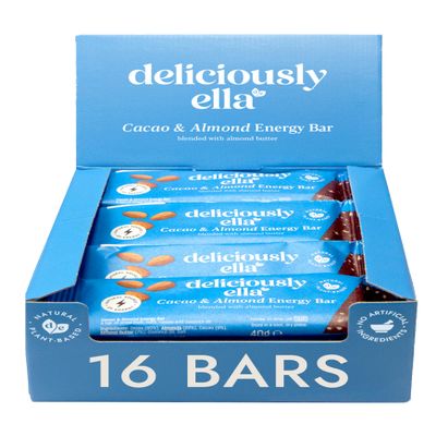 Deliciously Ella Cacao & Almond Energy Snack Bar - Vegan & Gluten Free - 16 x 40g Bars - Healthy on-the-go Snack - Pre & Post Gym Fuel