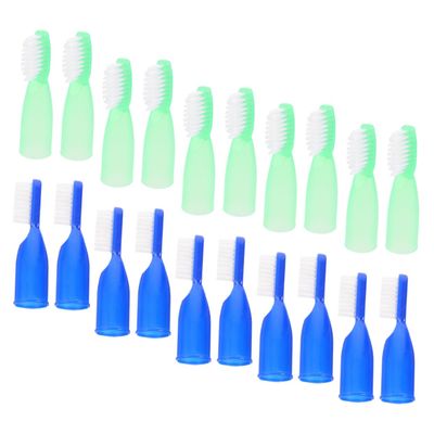 ARTSEWPLY 20 Pcs Mini Prison Toothbrushes with Finger Sleeve Soft Small Head for Prevention Plastic Oral Care Brushes in Blue and Light Green