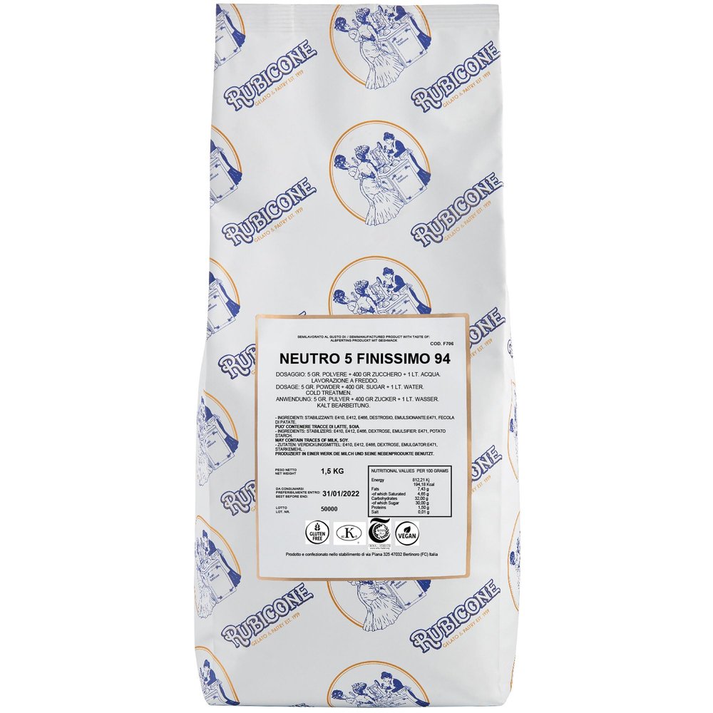Rubicone Neutro 5 Finissimo - Neutral Fine Stabiliser and Emulsifier for Sorbets - 1.5kg