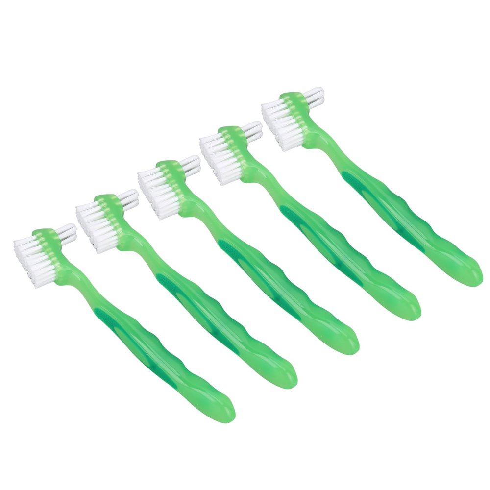 FreshCart Basics False Teeth Brush, Safe Denture Brush, Ergonomic Dirt Removal, Professional for Daily Life (Green)