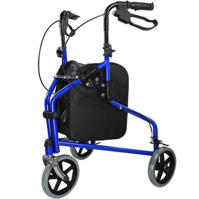 Folding Rollator Walker with Seat & Bag - Convenient Mobility Aid for Elderly & Handicapped Users - 3 Wheel Tri Walker with Lockable Brakes & Carry Bag - Comfortable & Portable