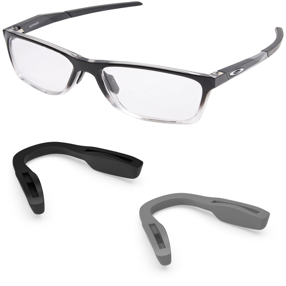 PapaViva 2 Pieces Replacement Nose Pads for Oakley Portal OO9446/Portal X OO9460 - Grey + Black Euro Fit