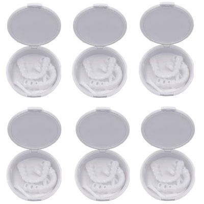 False teeth set,Silica Dentures Reusable Lnstant repair of Cracked or False Teeth Top and Bottom Teeth Veneers Tooth Kit