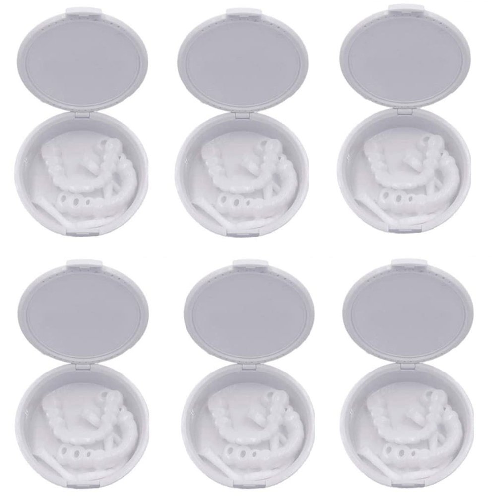False teeth set,Silica Dentures Reusable Lnstant repair of Cracked or False Teeth Top and Bottom Teeth Veneers Tooth Kit