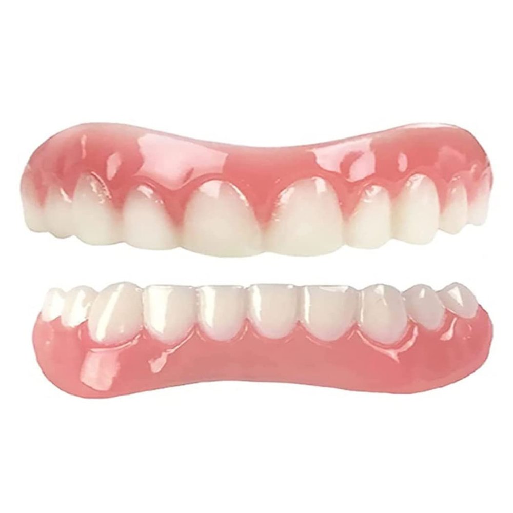 False teeth set,Dentures Veneers Teeth Dentures Teeth Natural Teeth Top and Bottom Veneers Snap on Comfort Dentures for Bad Teeth Men and Women