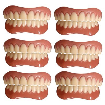 False teeth set,Silica Gel Dentures Upper and Lower Teeth Veneer Teeth Veneers for Men Women Size,6pair