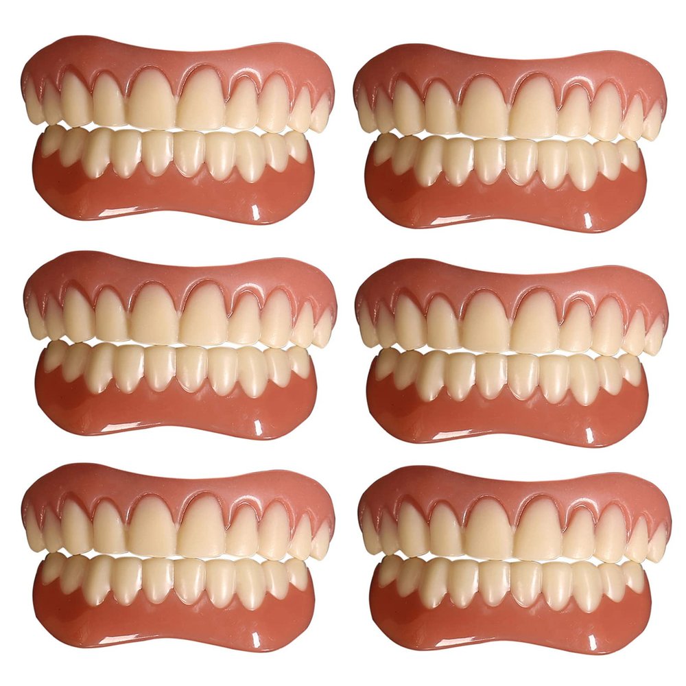 False teeth set,Silica Gel Dentures Upper and Lower Teeth Veneer Teeth Veneers for Men Women Size,6pair