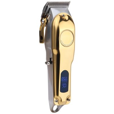 Electric Clippers for Men Professional, Steel Blade Precision, Gold Silver Stainless Body, Rechargeable USB, Led Display, Bald Head High-Power, Ideal Barbershops