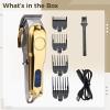 Electric Clippers for Men Professional, Steel Blade Precision, Gold Silver Stainless Body, Rechargeable USB, Led Display, Bald Head High-Power, Ideal Barbershops view 3