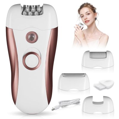 2026 Upgraded Epilator for Women - 4-in-1 Full Body Epilator with Electric Shaver & Foot File, Rechargeable Wet & Dry Use for Face, Legs, Arms, Underarms, Bikini & Feet - Cordless Facial Hair Remover