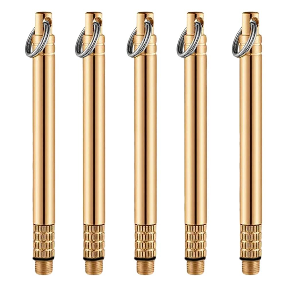 5 PCS Portable Titanium Toothpicks Reusable Pocket Toothpick Multifunctional Metal Toothpick with Protective Holder Key Ring for Outdoor Picnic Camping Traveling