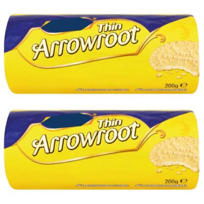 Arrowroot Thin Biscuits, 200g, Pack Of 2, Vegetarian, No Artificial Colours or Flavours