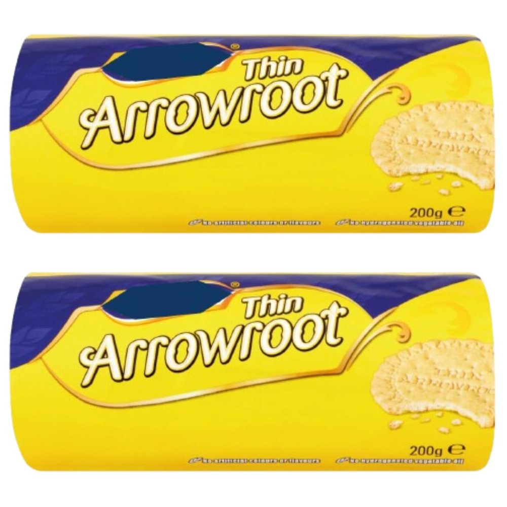 Arrowroot Thin Biscuits, 200g, Pack Of 2, Vegetarian, No Artificial Colours or Flavours