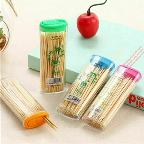 4 Pack Bamboo Dental Toothpicks (~400pcs) with Portable Travel Case Eco-Friendly Oral Hygiene Floss Sticks (84)