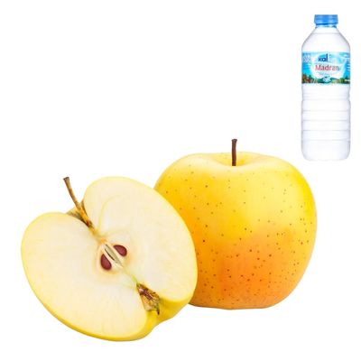 Golden Apples 1kg Comes with Kaltun Water Sweet Golden Apples Perfect for Snacks, Desserts & Packed lunches. Includes Refreshing Spring Water for Balance.