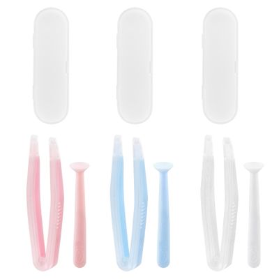 Desenda 3 PCS Contact Lens Applicator Kit, Portable Contact Lens Remover and Inserter Tool with Tweezers Suction Stick Storage Case (Pink, White, Blue)