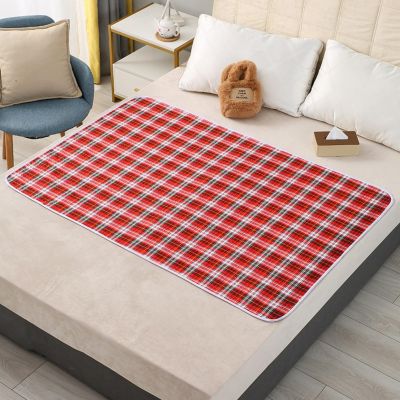 Morbuy Washable Incontinence Bed Pads for Kids and Adults, Waterproof Incontinence Pads for Bed Machine Washable Reusable Adjustable for Wheelchair Car Sofa (80*120cm,SC Red Check)