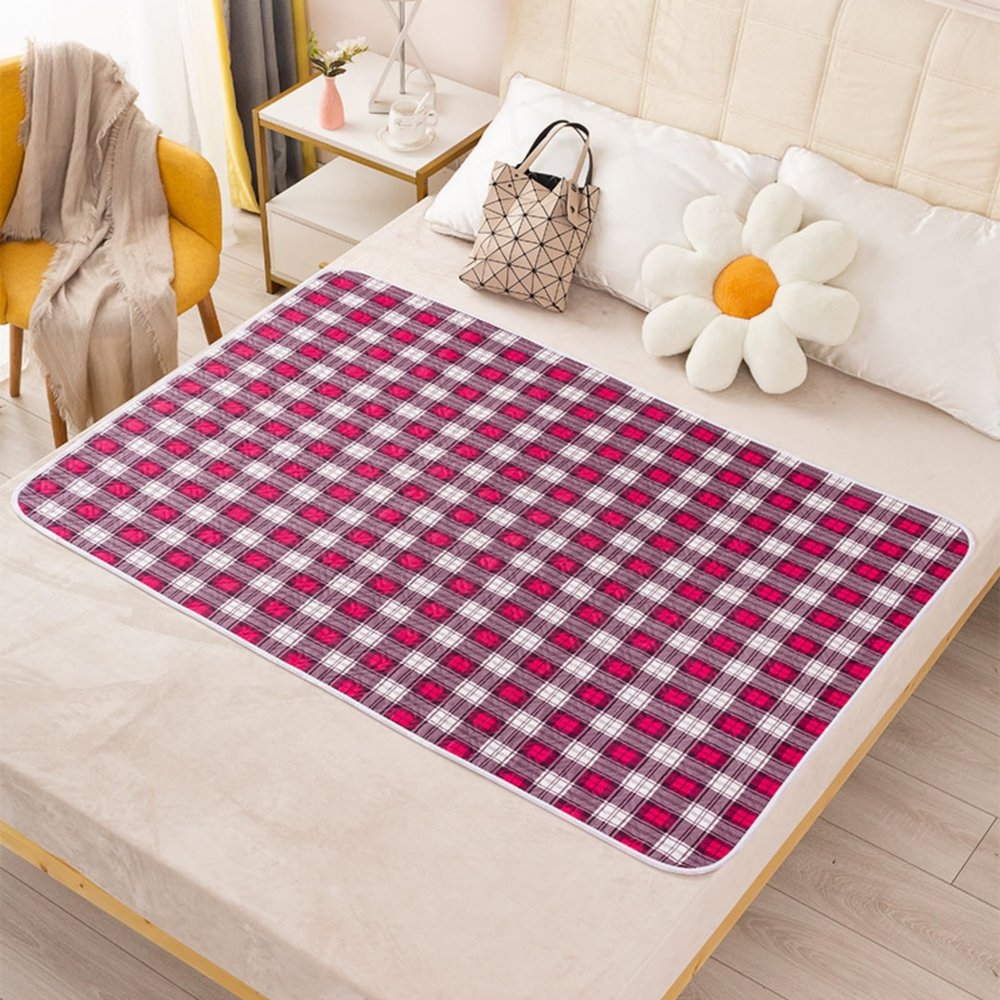 Morbuy Washable Incontinence Bed Pads for Kids and Adults, Waterproof Incontinence Pads for Bed Machine Washable Reusable Adjustable for Wheelchair Car Sofa (115*200cm,SC Red Tartan)