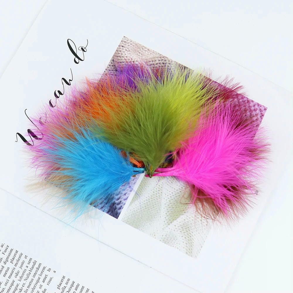 Jhdwu 50pcs Fluffy Marabou Turkey Feathers 7-12cm for Crafts Wedding Party Decoration Fly Tying Material Jewellery Feather Accessory