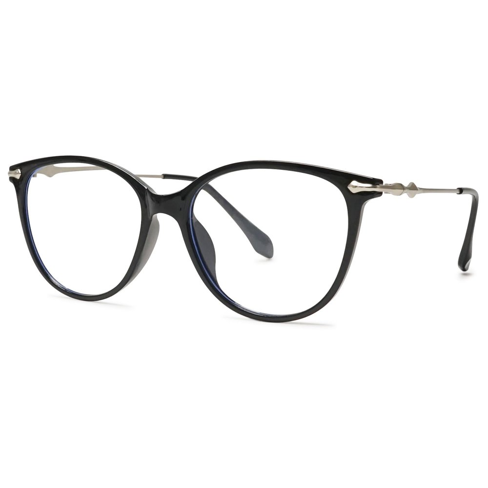 ALKAHE Large Reading Glasses for Women Men Oversized Cat Eye Thin Frame Blue Light Blocking Computer Readers Eyeglasses Black Frame Silver Arm Glasses 1.5